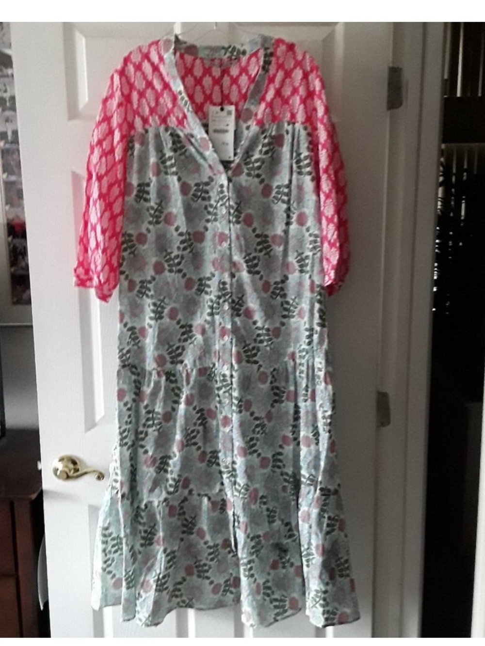 Zara Pink Sleeve Floral Midi Dress